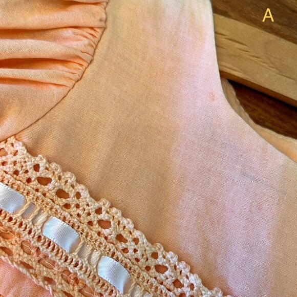 Custom Dyed Orange Ombre Dress Lace & Ribbon Trim With Wide Sash - Picture 6 of 8